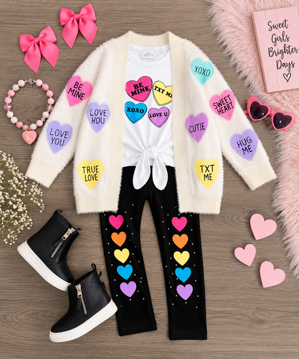 The Rainbow Candy Hearts Legging Set