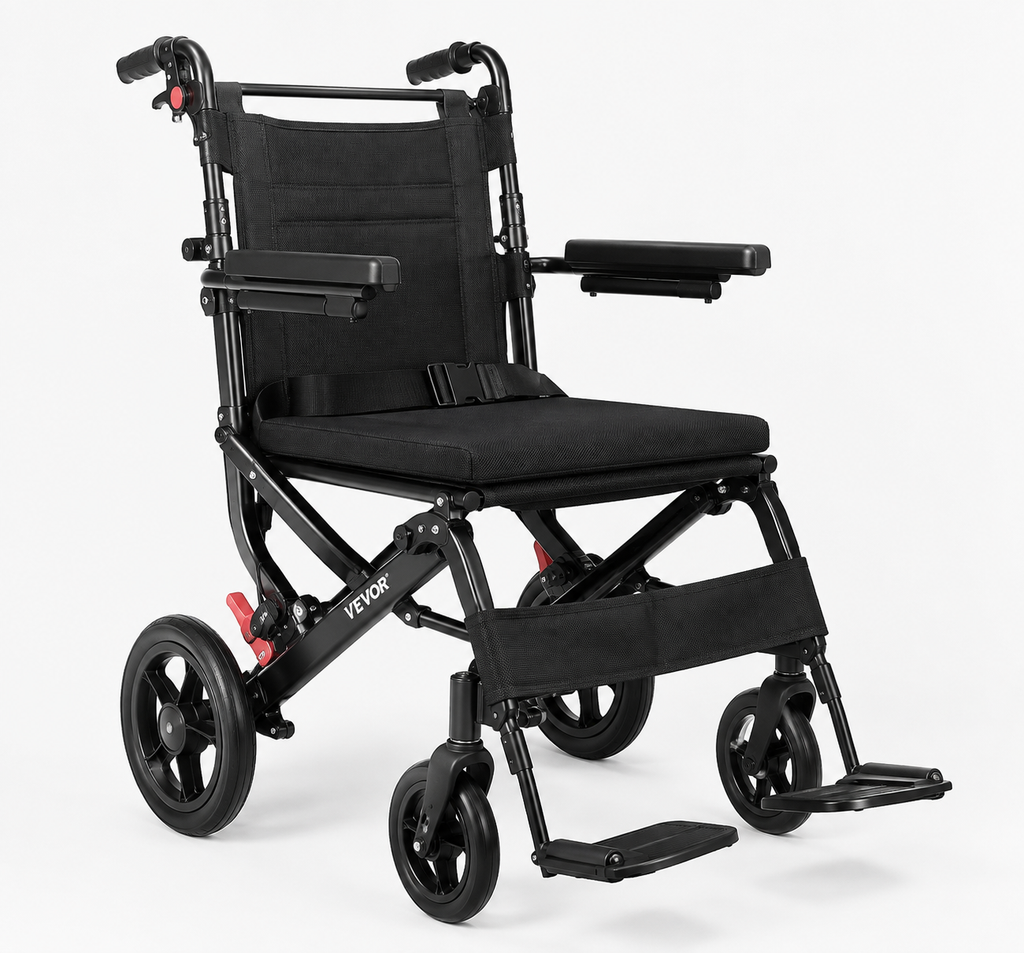 Ultra-Lightweight Folding Transport Wheelchair – 220 lb Capacity