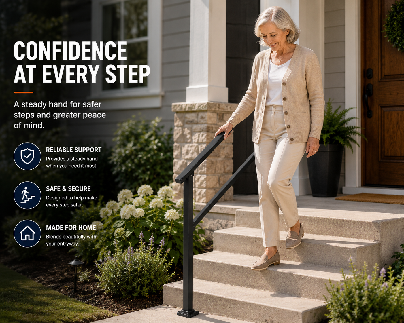 Outdoor Stair Safety Handrail – 4–5 Step