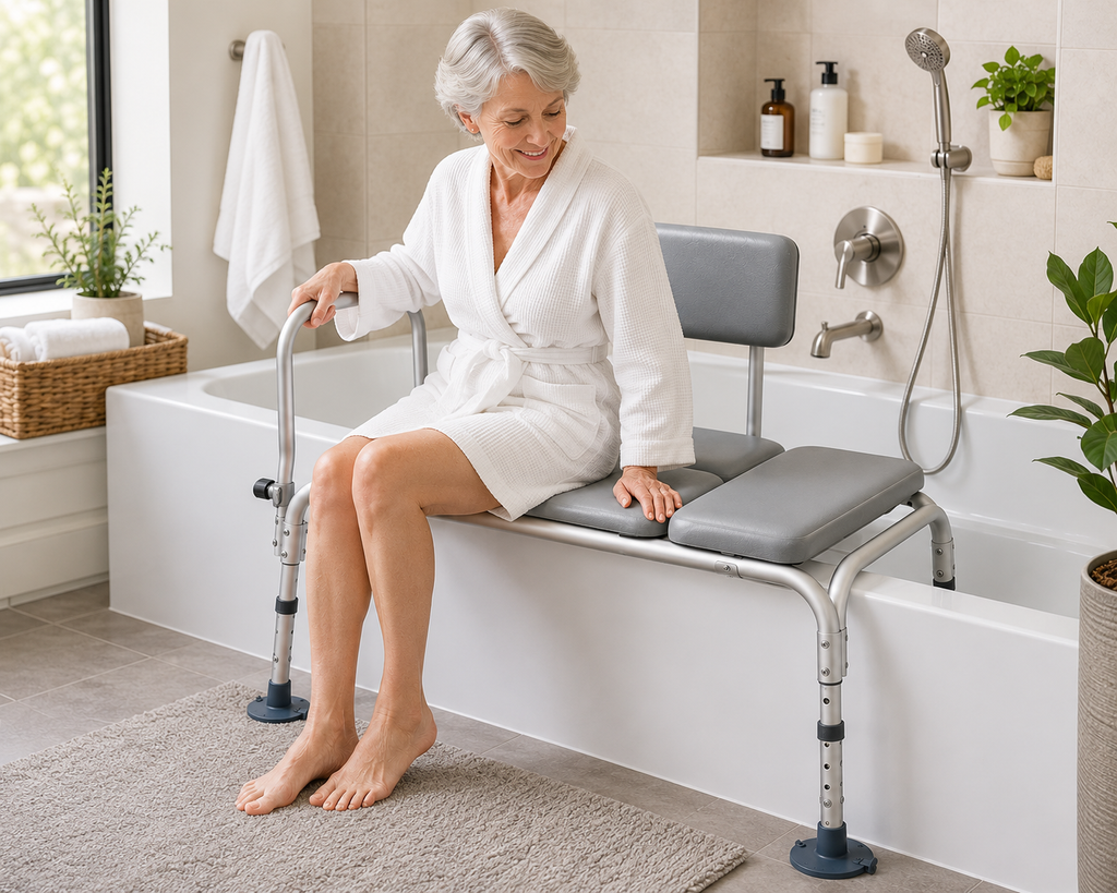 Heavy-Duty Tub Transfer Bench with Backrest – 500 lb Capacity