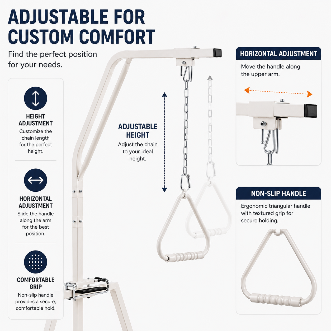 Bed Mobility Trapeze Assist Bar with Floor Stand – 250 lb Capacity