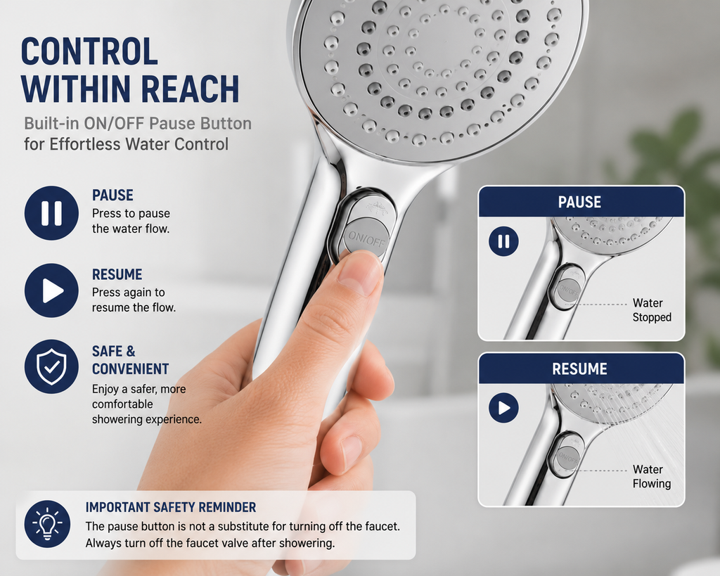 Easy-Reach Handheld Shower Head with 80” Hose