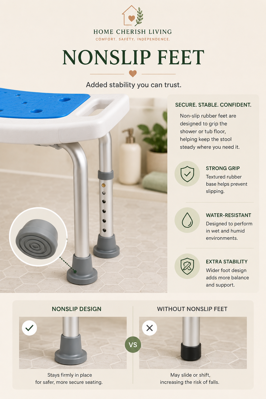 Adjustable Comfort Shower Stool – 350 lb Capacity