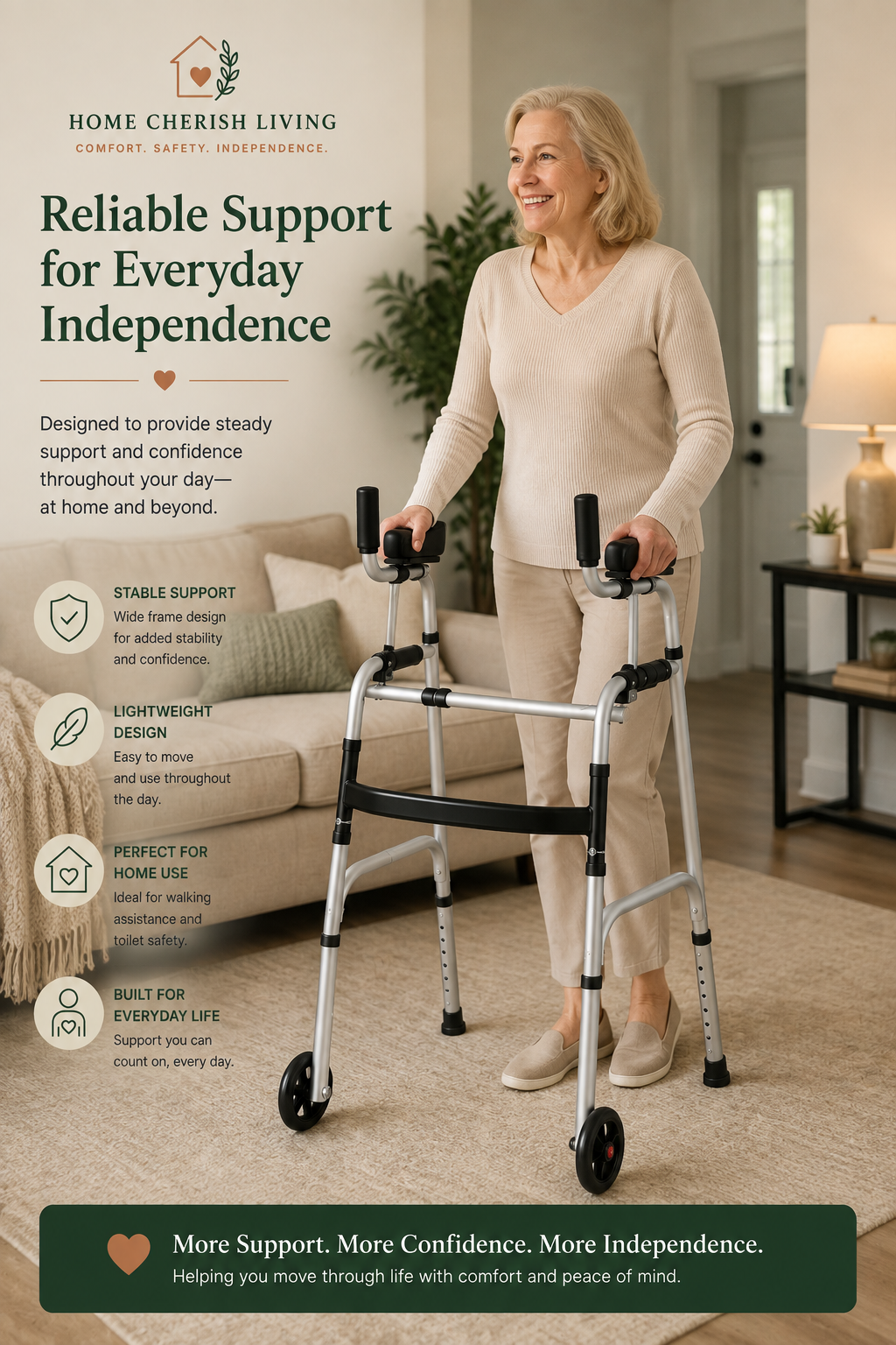 2-in-1 Folding Support Walker & Toilet Safety Frame