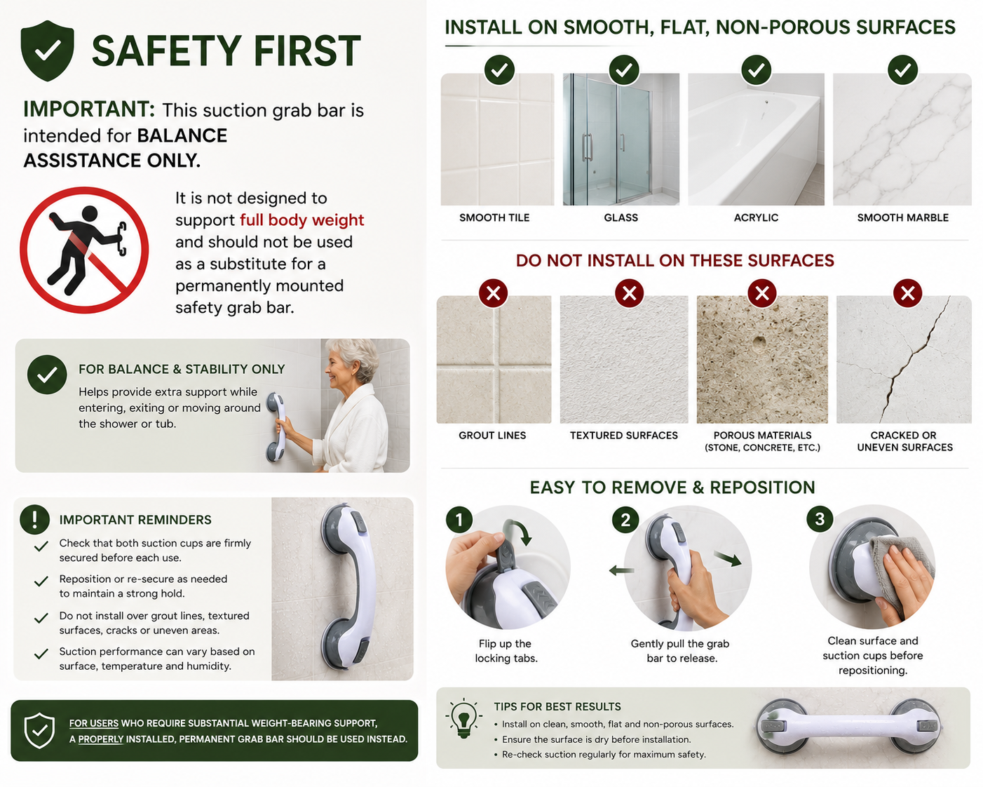 Suction Shower Grab Bar – Non-Slip Safety Handle