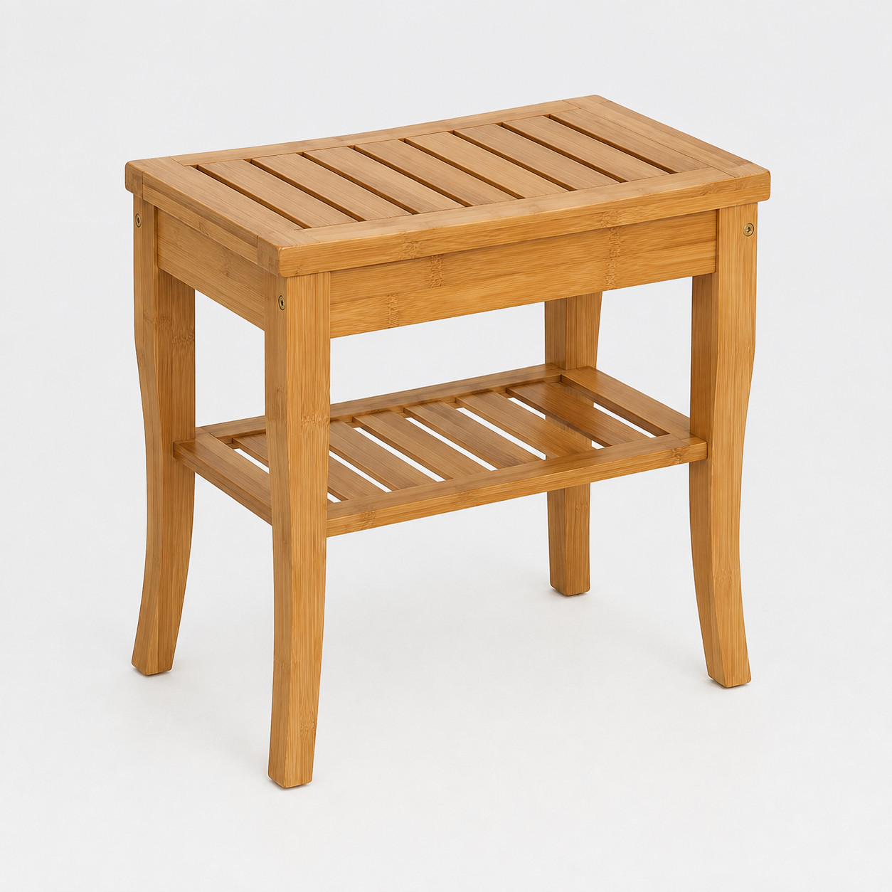 Bamboo Shower Bench with Storage Shelf – 220 lb Capacity