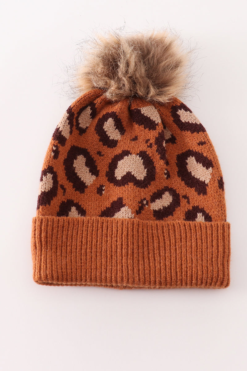 The Wild & Cozy Leopard Pom Beanie