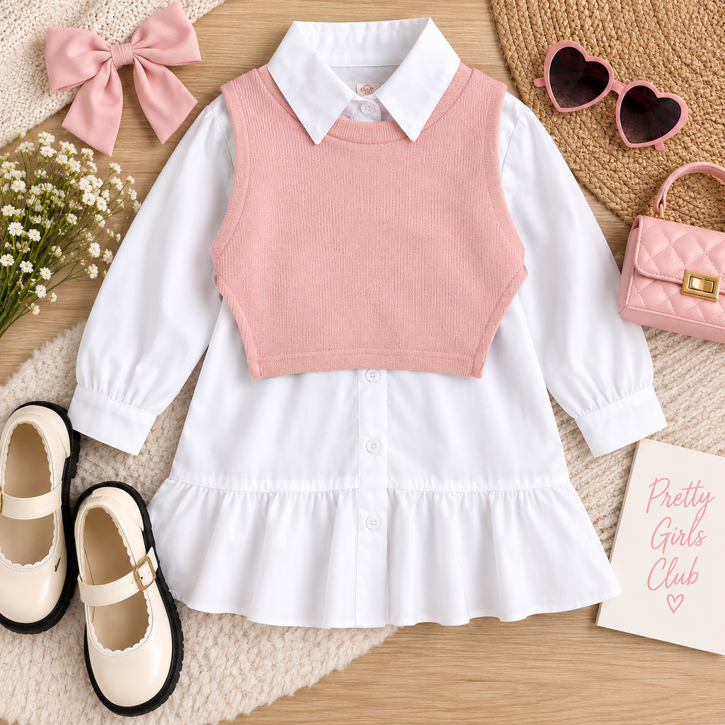 The Pretty in Pink Layered Shirt Dress