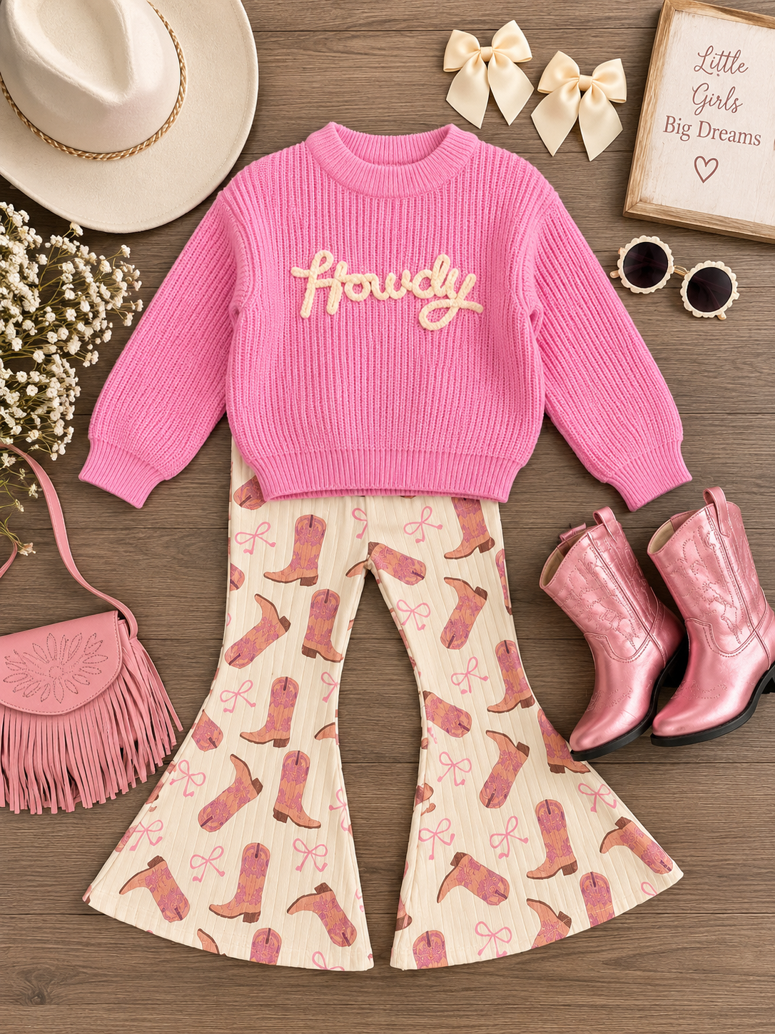 The Howdy Cowgirl Bell Bottom Set