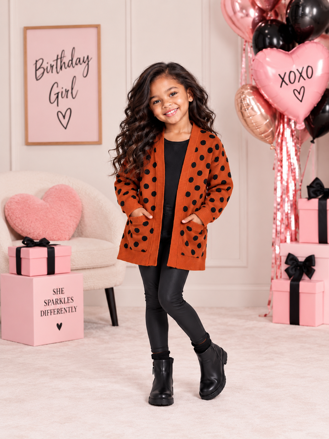 The Pumpkin Dot Cardigan