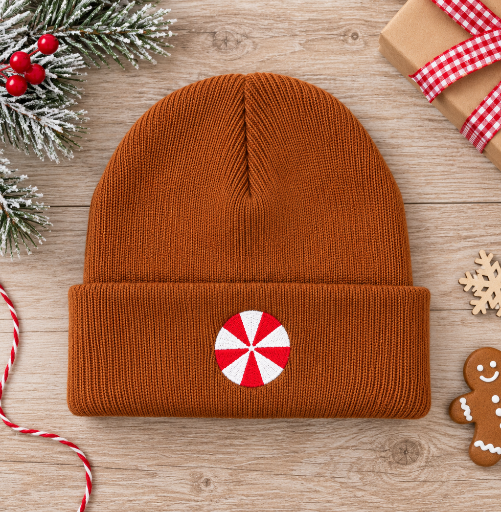 The Gingerbread Peppermint Beanie