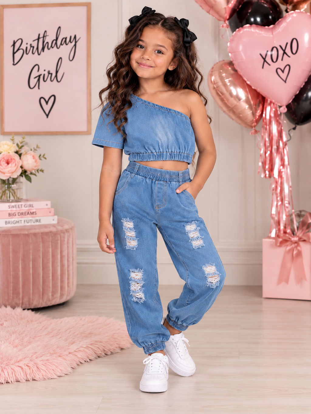 The Denim Days Distressed Jogger Set