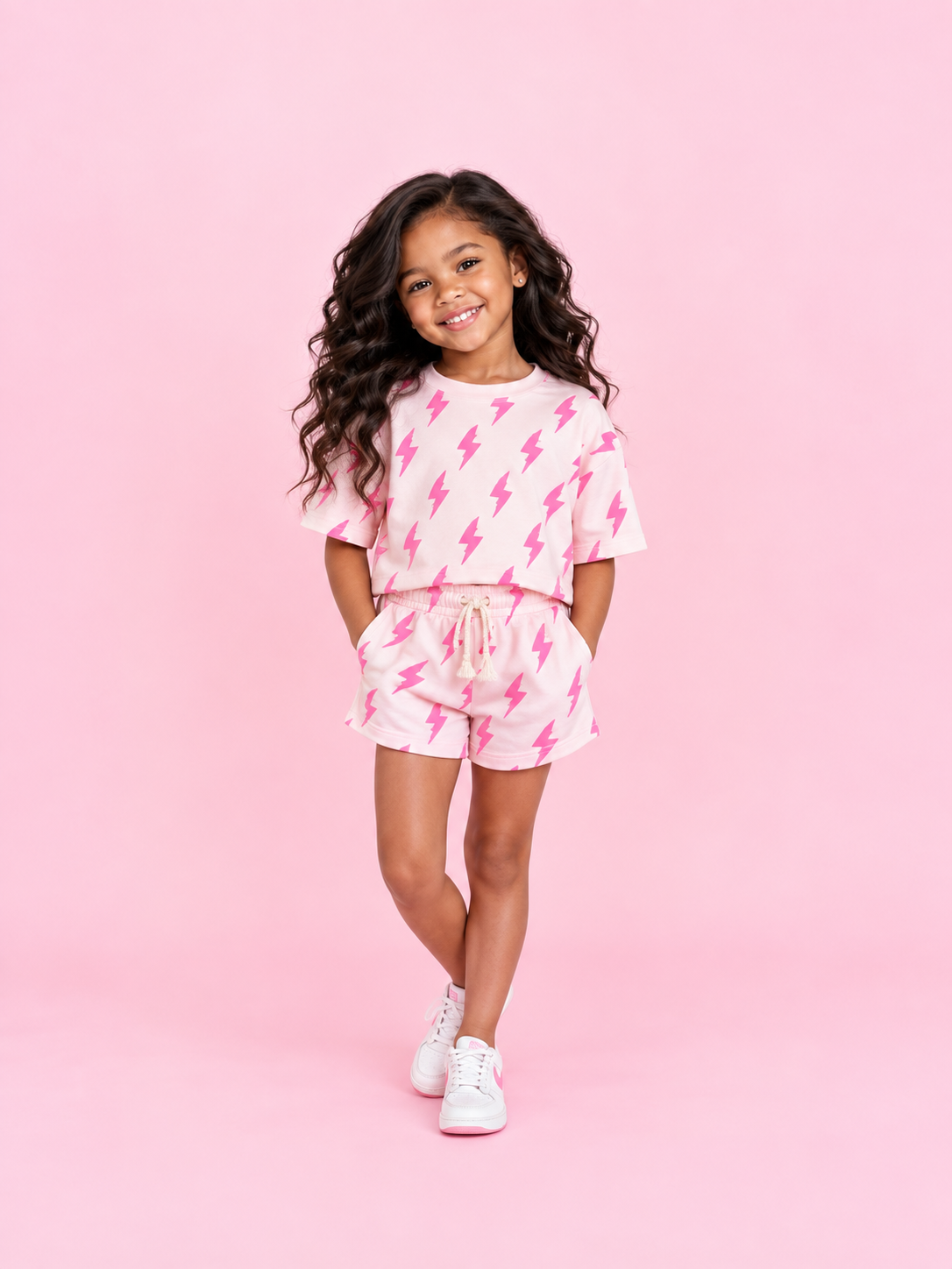 The Pink Bolts Shorts Set