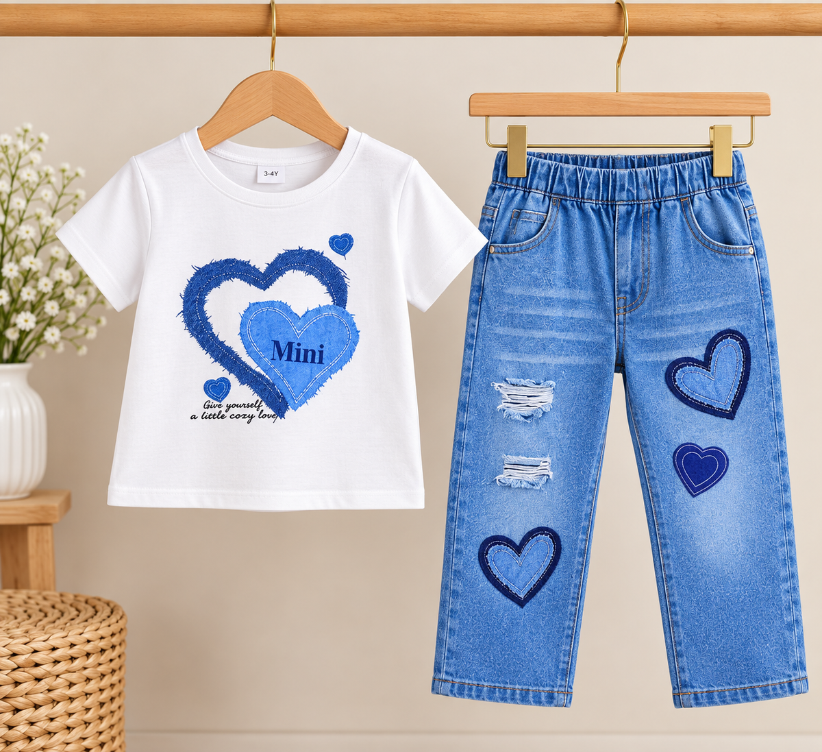 The Mini Heart Denim Set